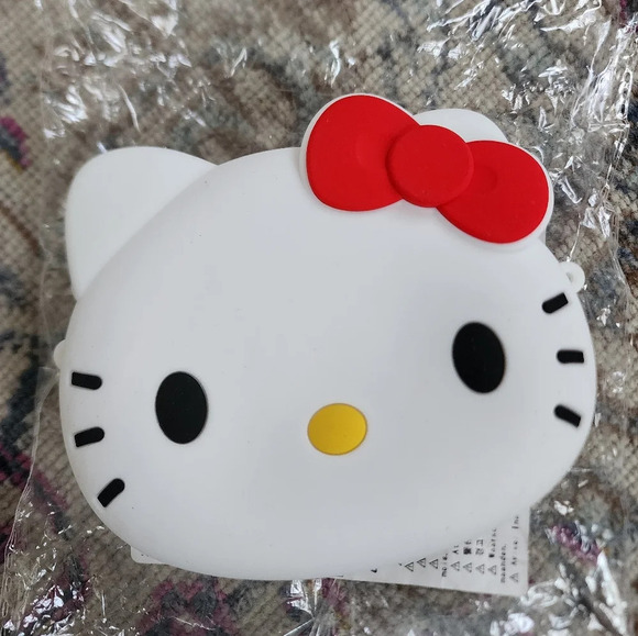 NWT, Hello Kitty White Pink Bow Coin Purse Shoulder Strap Hand Size Rubber - Picture 3 of 7